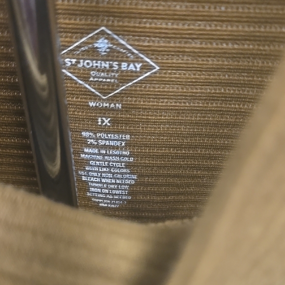 St. John's Bay Brown Mock Turtleneck Sweater with Ribbed Texture - Picture 2 of 5